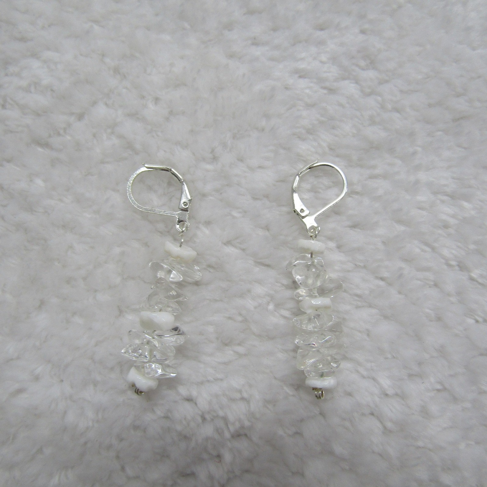 Silver Plated White Clear Drop Earrings For Women Teen Gift Idea Everyday Casual 9$